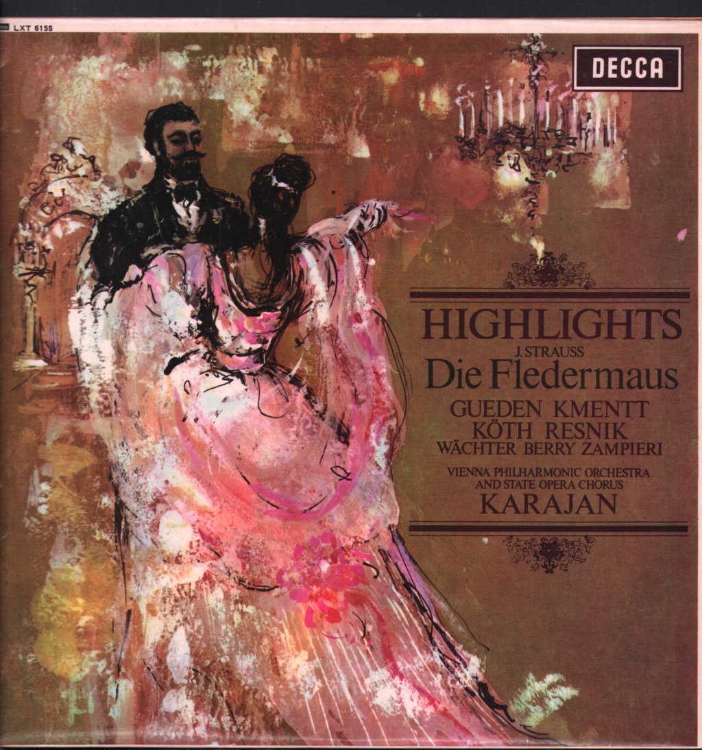 Hilde Gueden / Waldemar Kmentt / Erika Koth / Regina Resnik / Vienna Philharmonic Orchestra / Herbert Von Karajan - Johann Strauss - Die Fledermaus (Highlights) - Lp