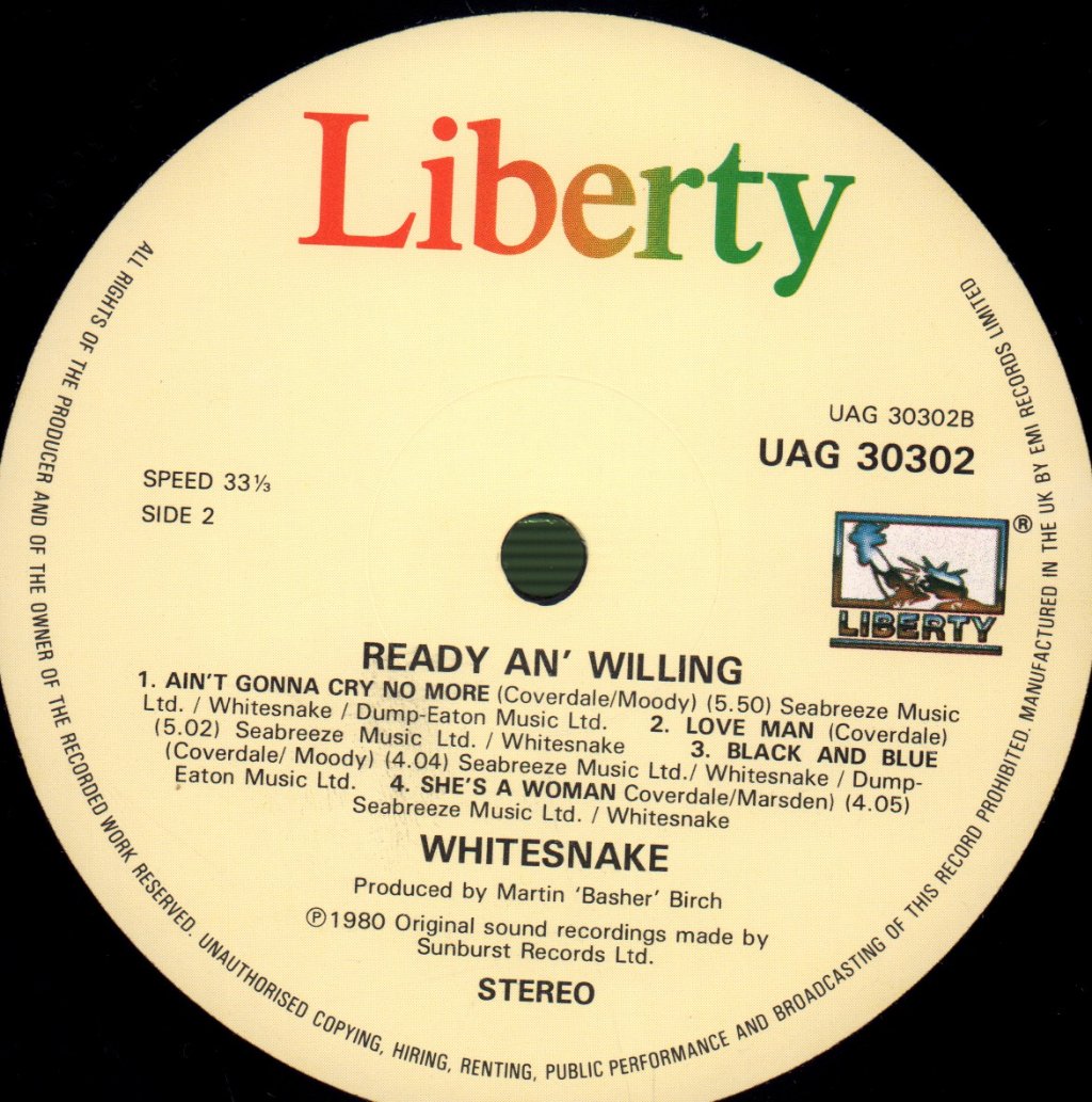 Whitesnake - Ready An Willing - Lp