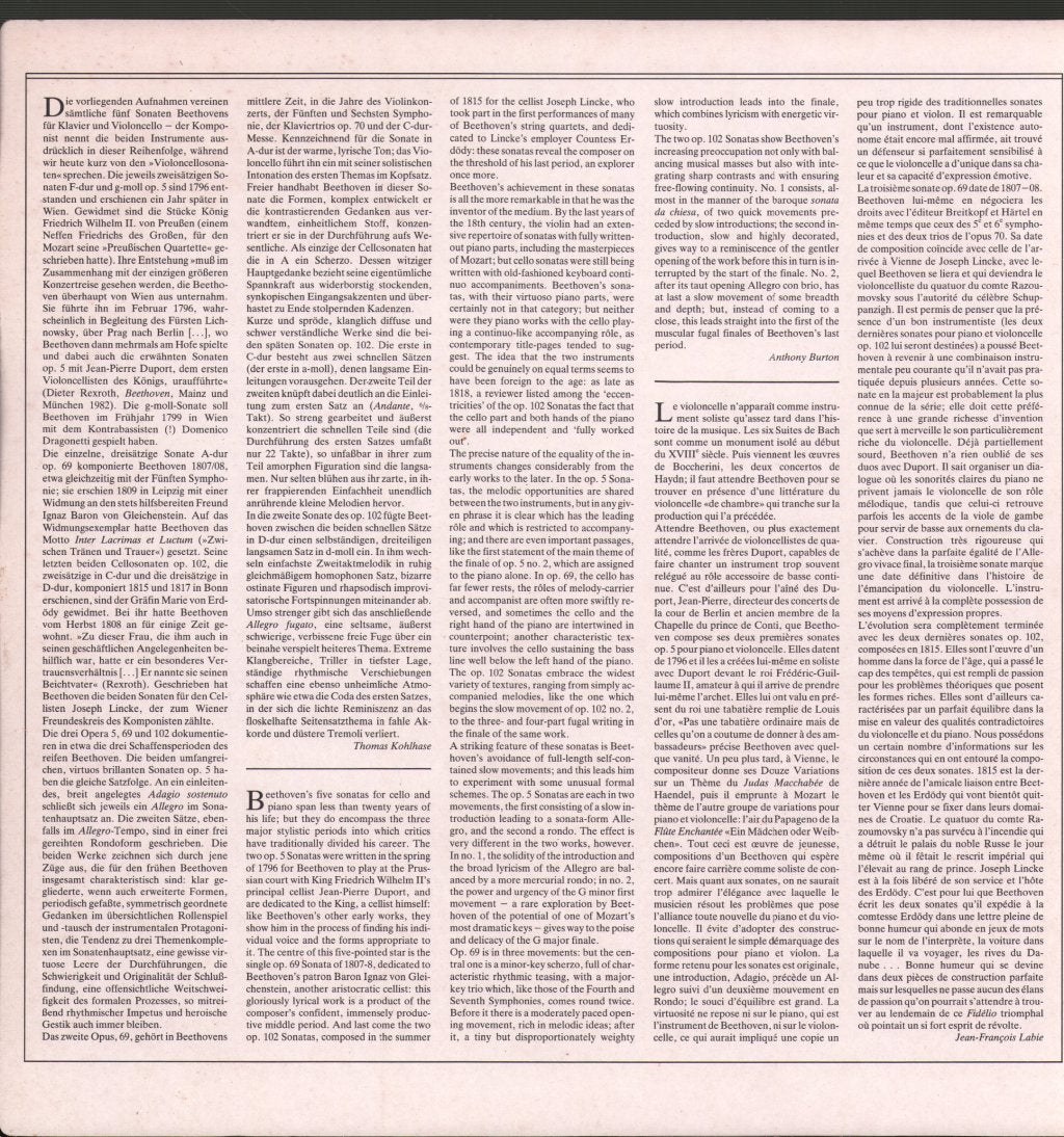 Pierre Fournier / Wilhelm Kempff - Ludwig Van Beethoven - Die Cellosonaten = The Cello Sonatas - Double Lp