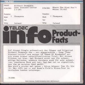 Richard Thompson - Tear Stained Letter - 7 Inch