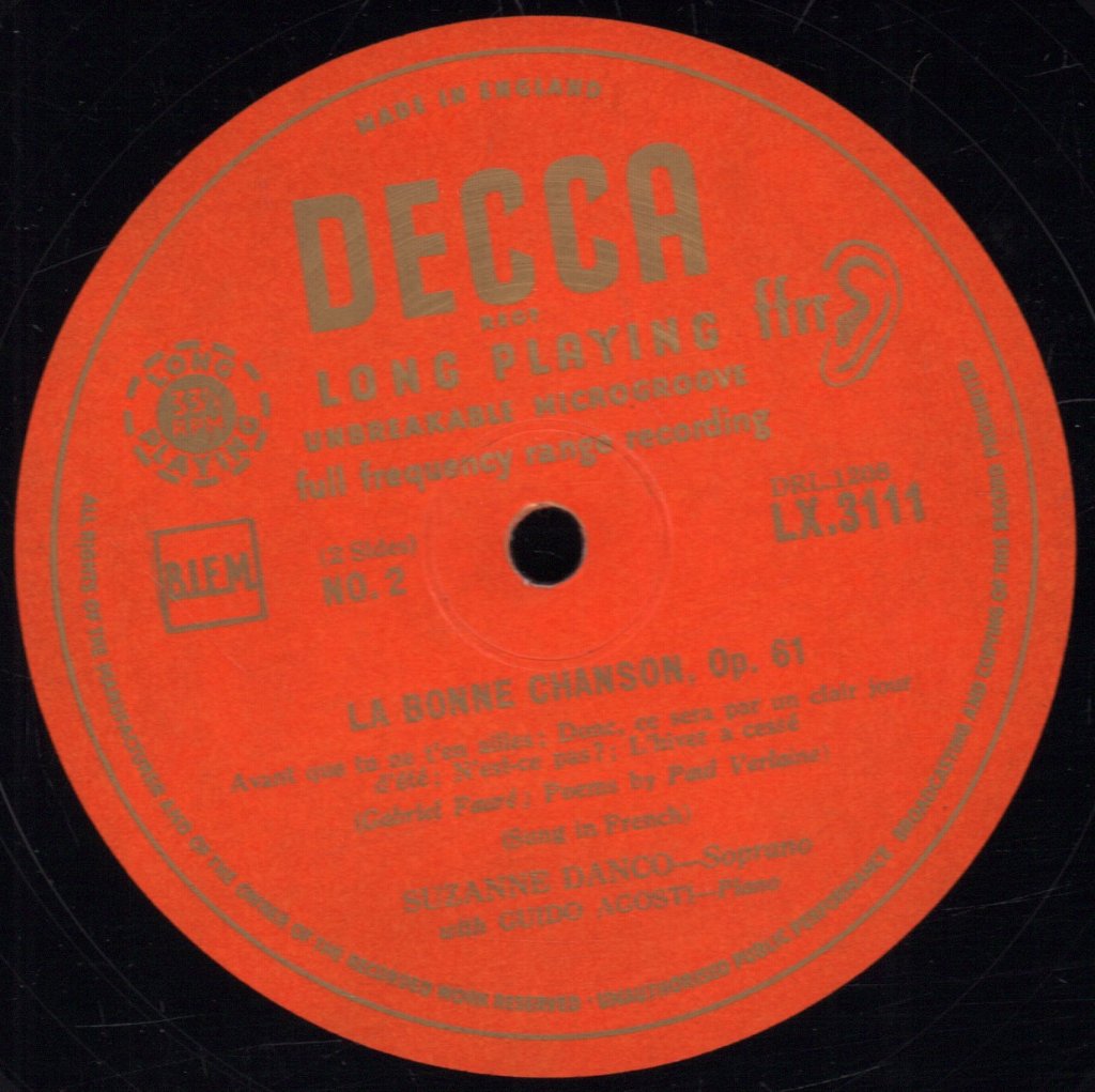 Faure Suzanne Danco Guido Agosti - La Bonne Chanson Opus 61 - Lp