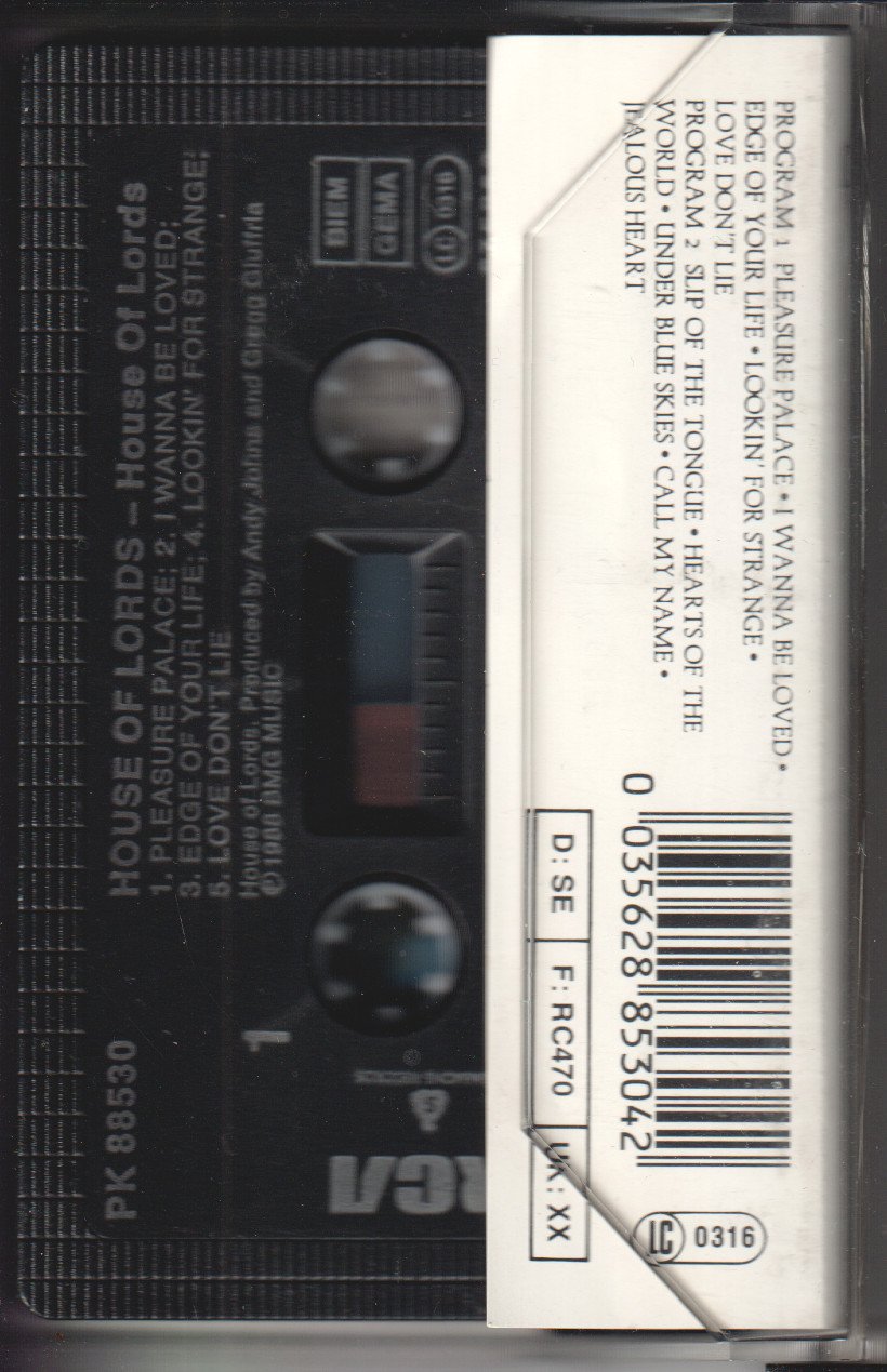 House Of Lords (Aor) - House Of Lords - Cassette