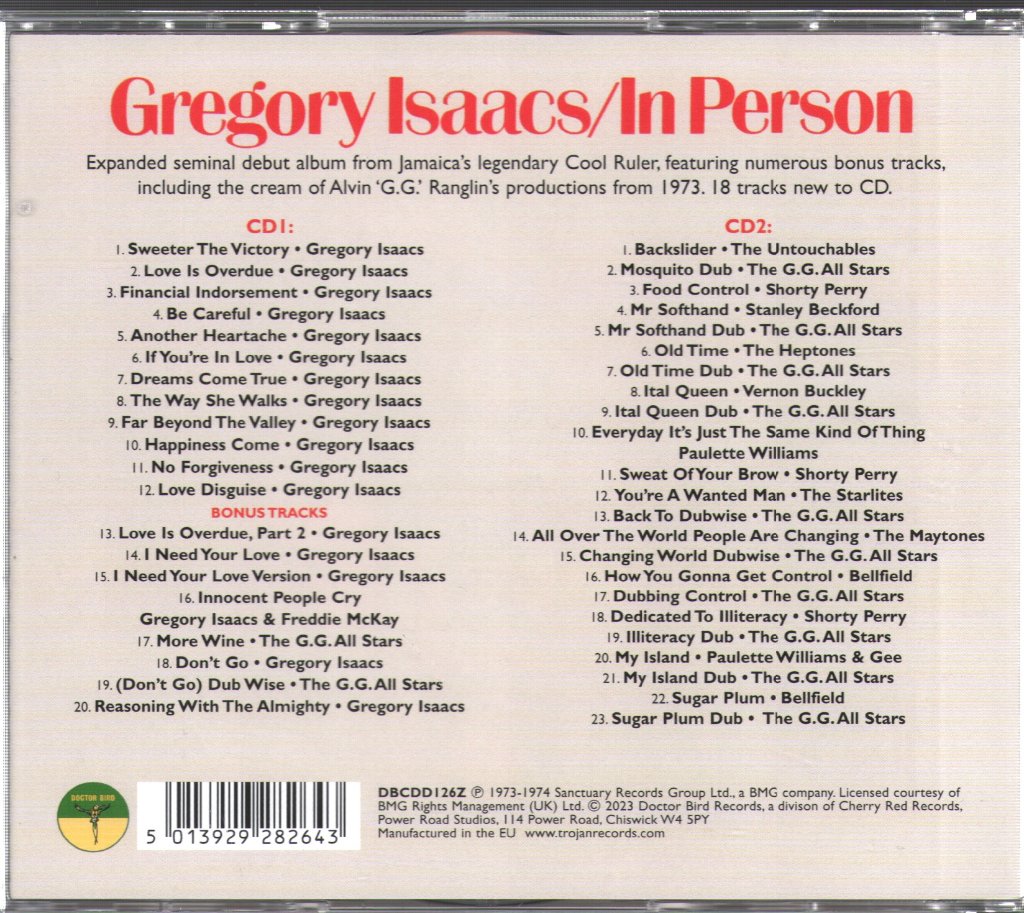 Gregory Isaacs - In Person - Double Cd