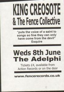 King Creosote And The Fence Collective - Adelphi 8Th June - Flyer