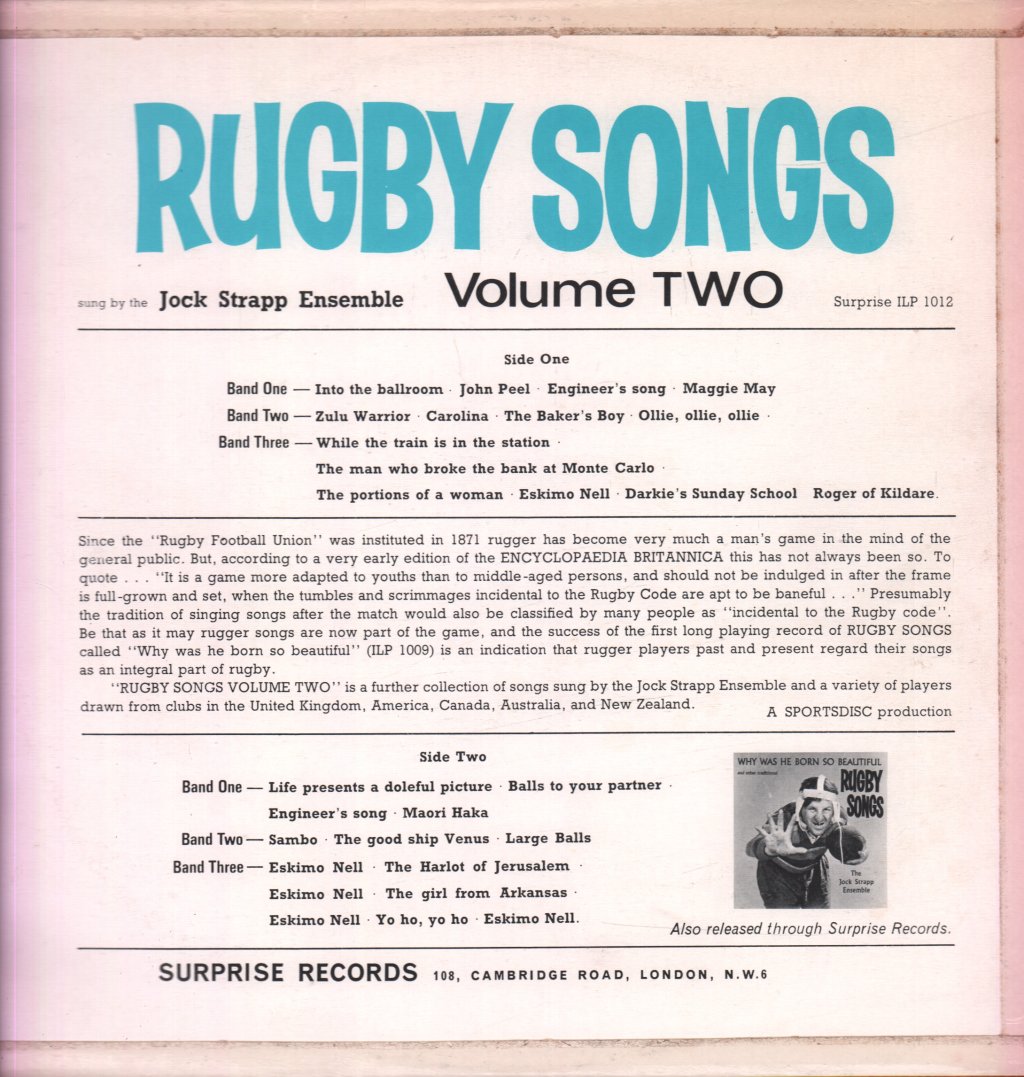 Jock Strapp Ensemble - Rugby Songs Volume Two - Lp