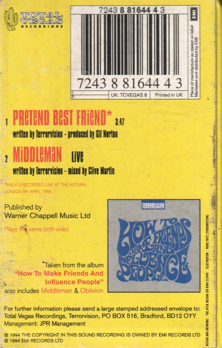 Terrorvision - Pretend Best Friend - Cassette