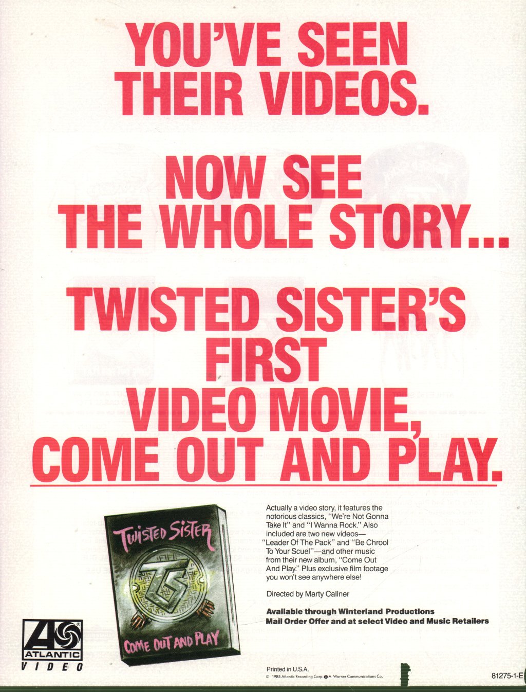 Twisted Sister - Come Out And Play - Lp