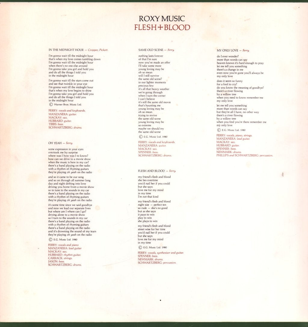 Roxy Music - Flesh And Blood - Lp