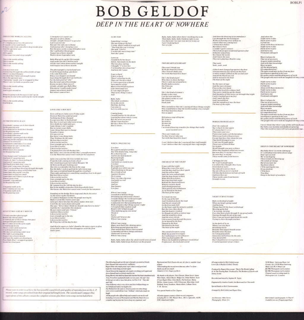 Bob Geldof - Deep In The Heart Of Nowhere - Lp