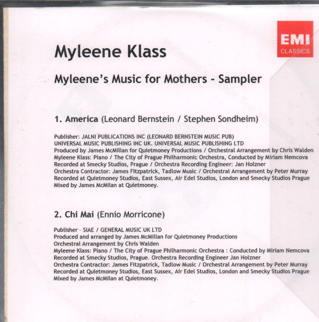 Myleene Klass - Myleene's music for mothers - sampler - Cdr