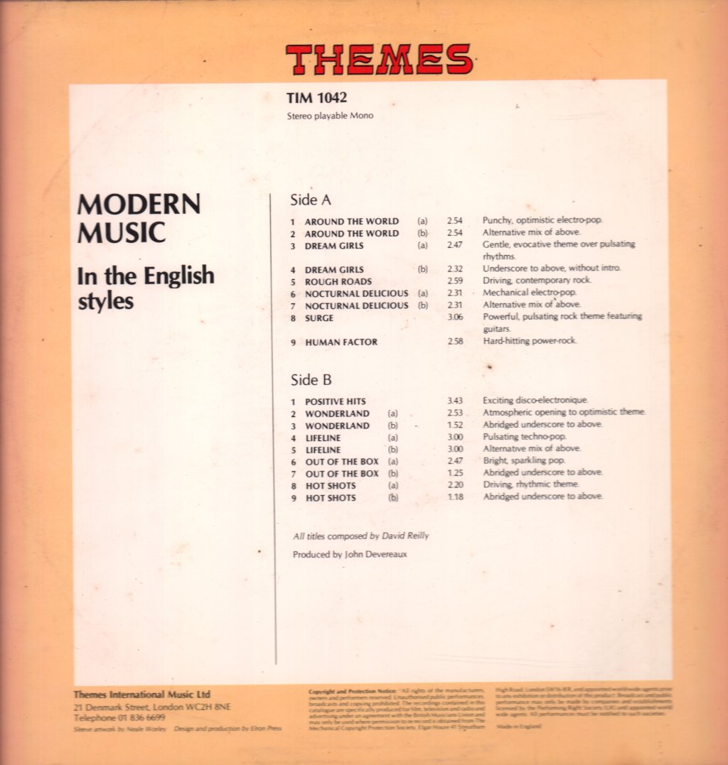 David Reilly - Modern Music In The English Styles - Lp