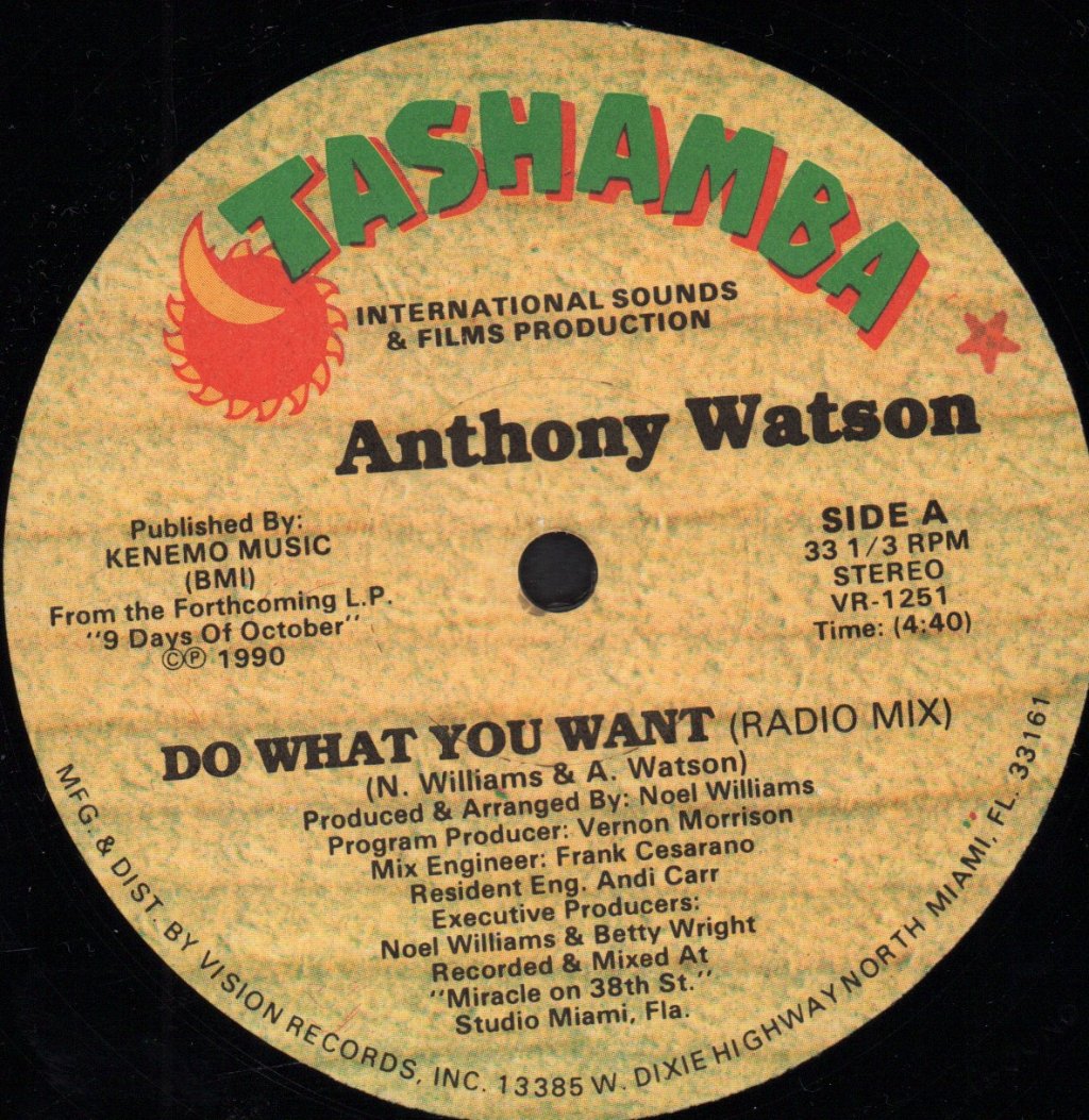 Anthony Watson - Do What You Want - 12 Inch