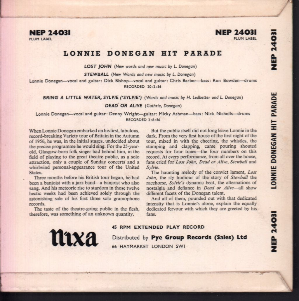 Lonnie Donegan - Hit Parade - 7 Inch