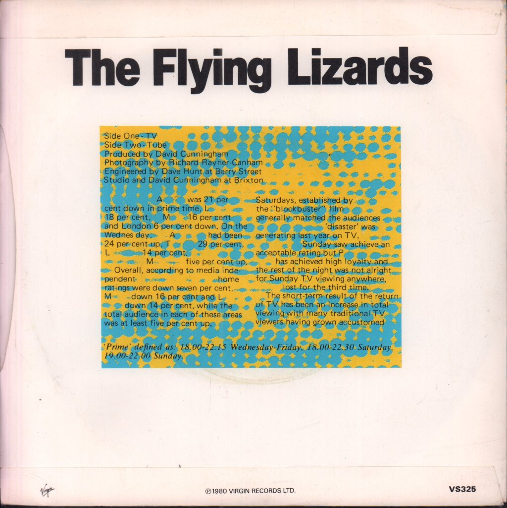 Flying Lizards - Tv - 7 Inch