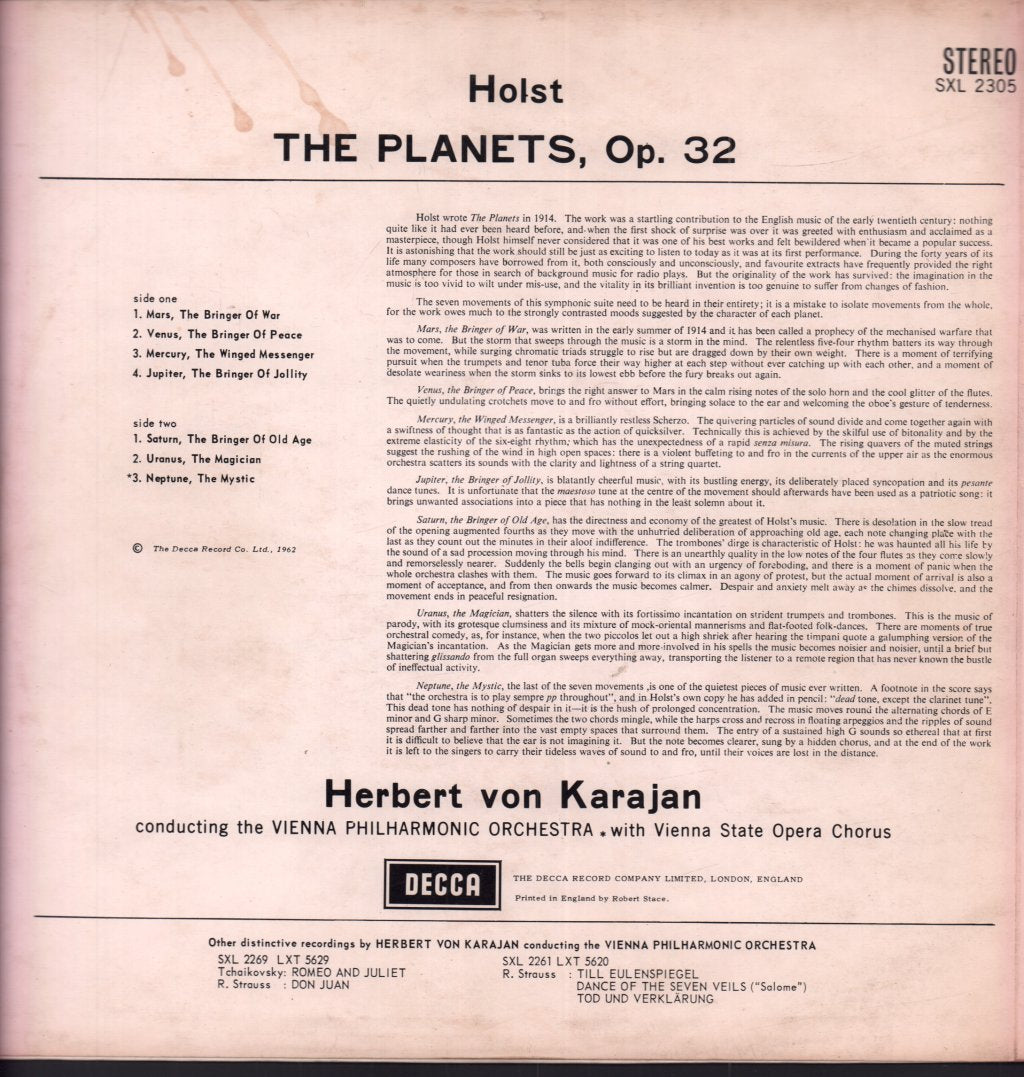 Wiener Philharmoniker - Holst Planets - Lp