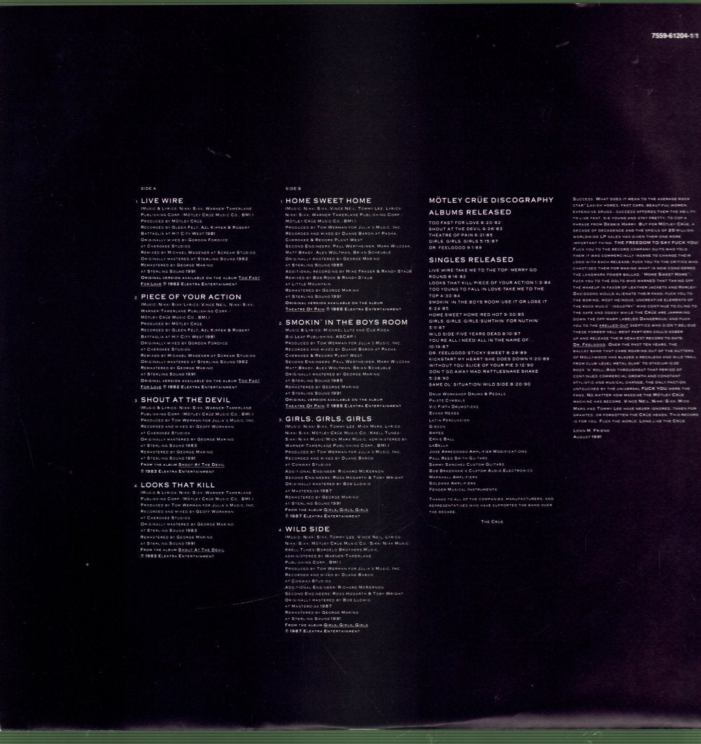 Motley Crue - Decade Of Decadence '81-'91 - Double Lp