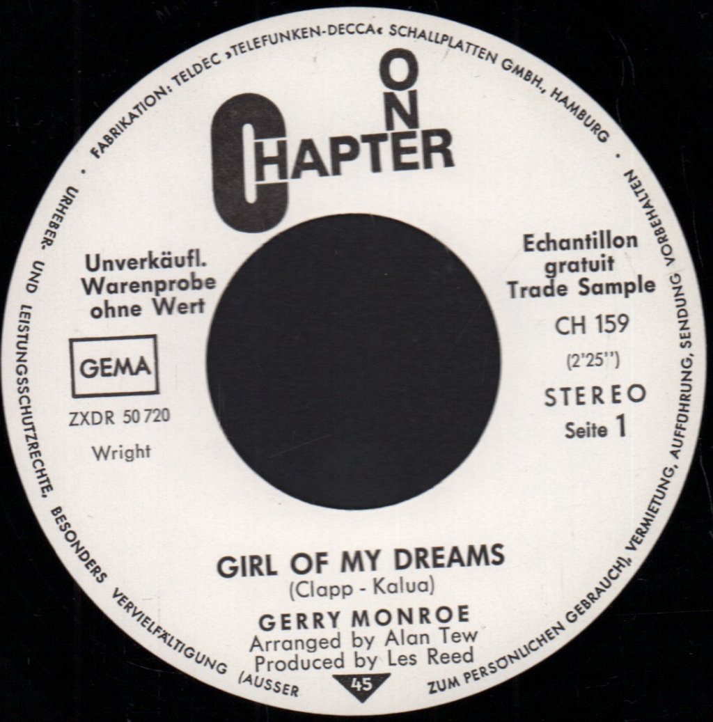 Gerry Monroe - Girl Of My Dreams - 7 Inch