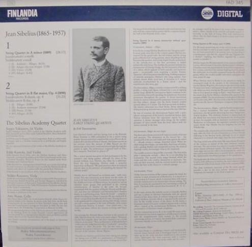 Sibelius Academy Quartet - sibelius String Quartets A Minor / B Flat Major - Lp