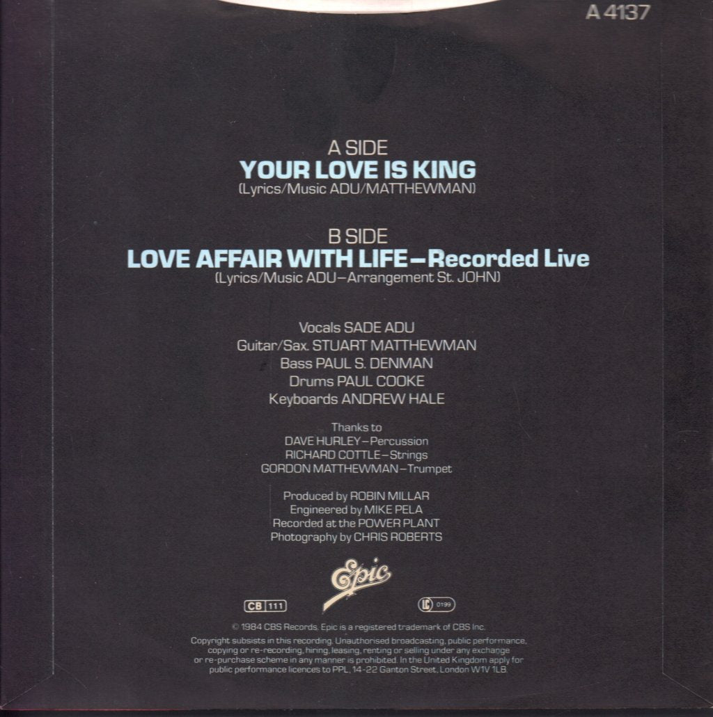 Sade - Your Love Is King - 7 Inch