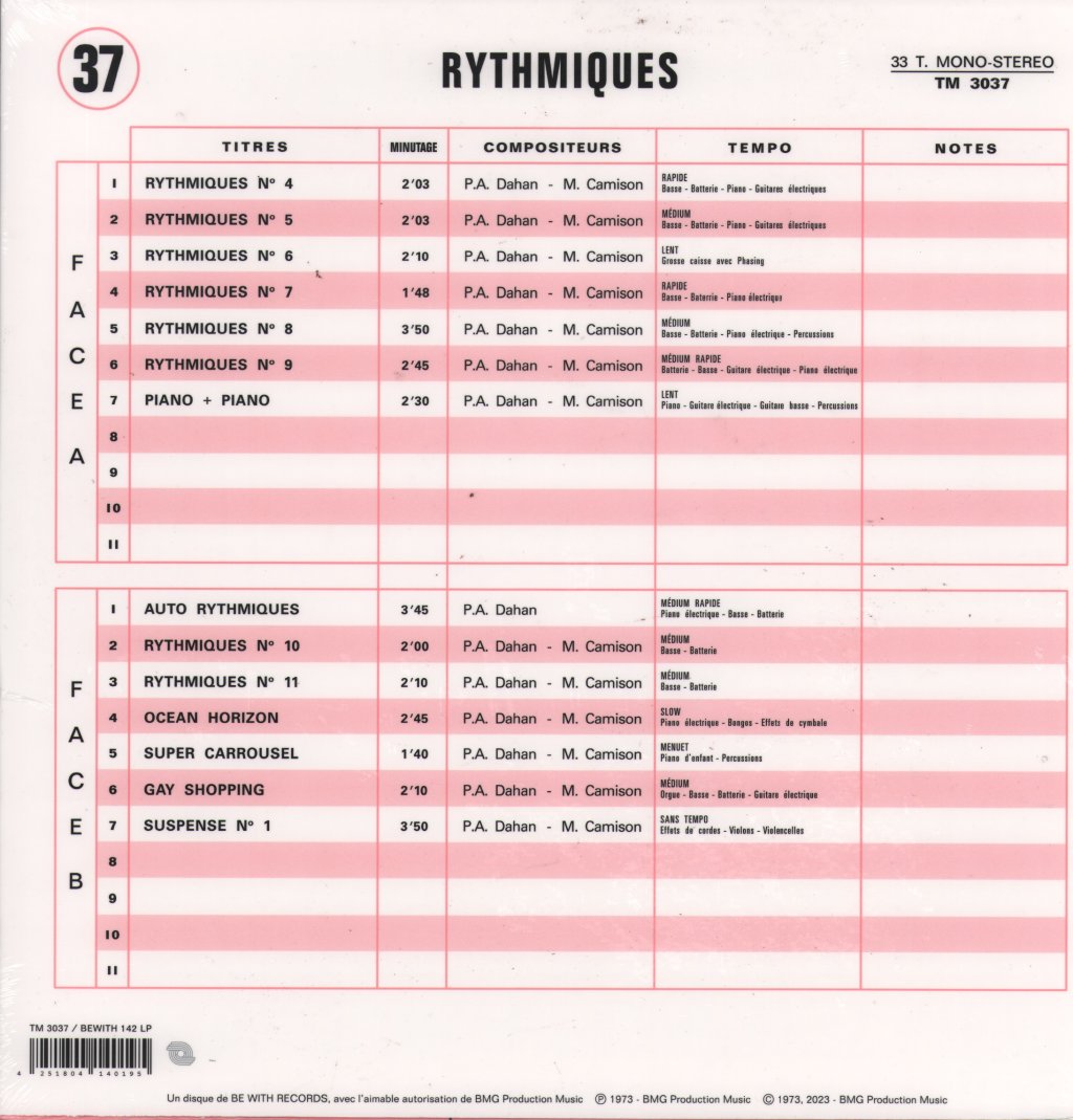 Pierre-Alain Dahan & Mat Camison - Rythmiques - Lp
