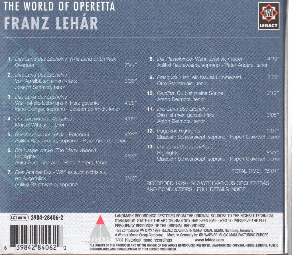 Various Artists - Franz Lehár - World Of Operetta - Cd