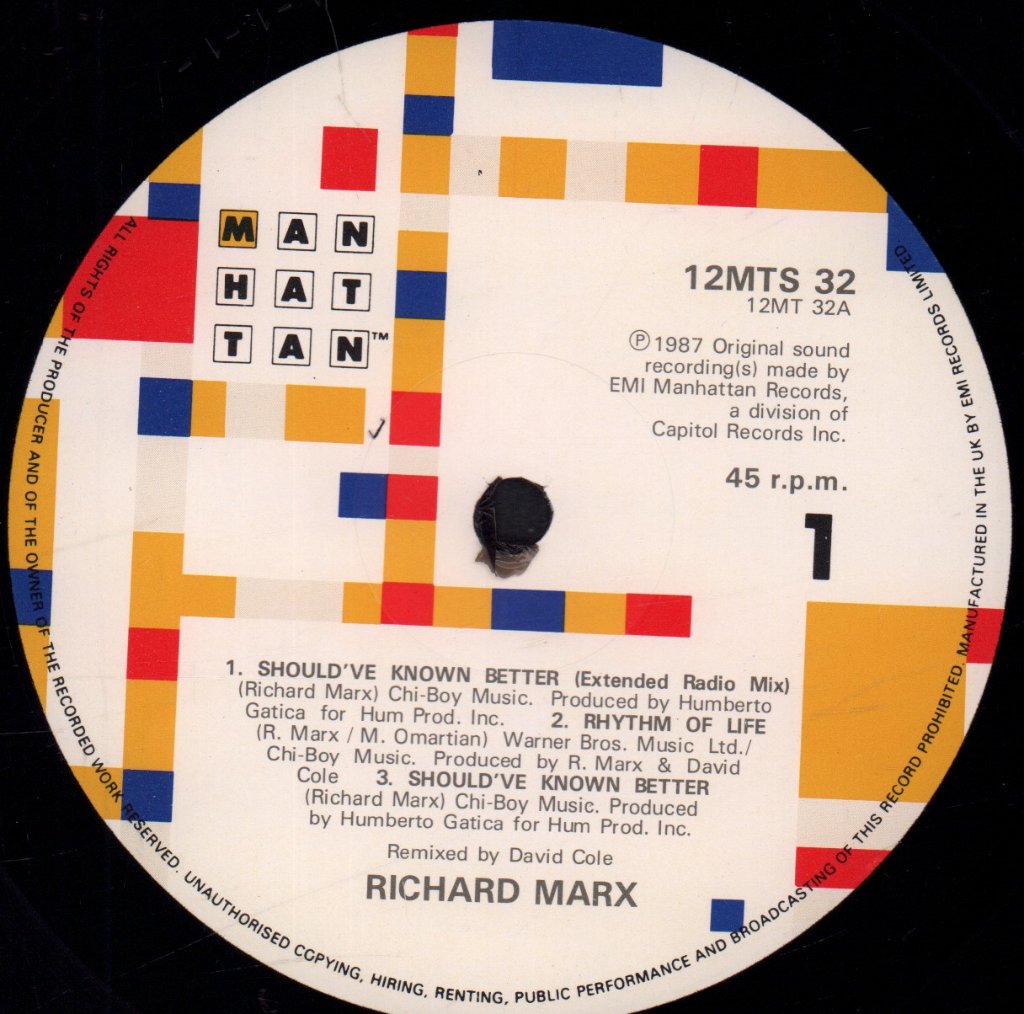 Richard Marx - Should've Known Better - 12 Inch