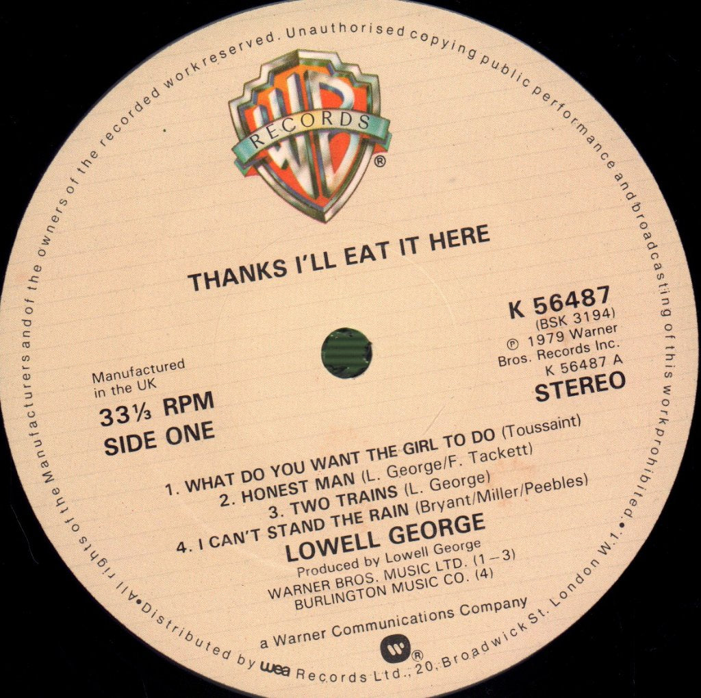 Lowell George - Thanks I'll Eat It Here - Lp