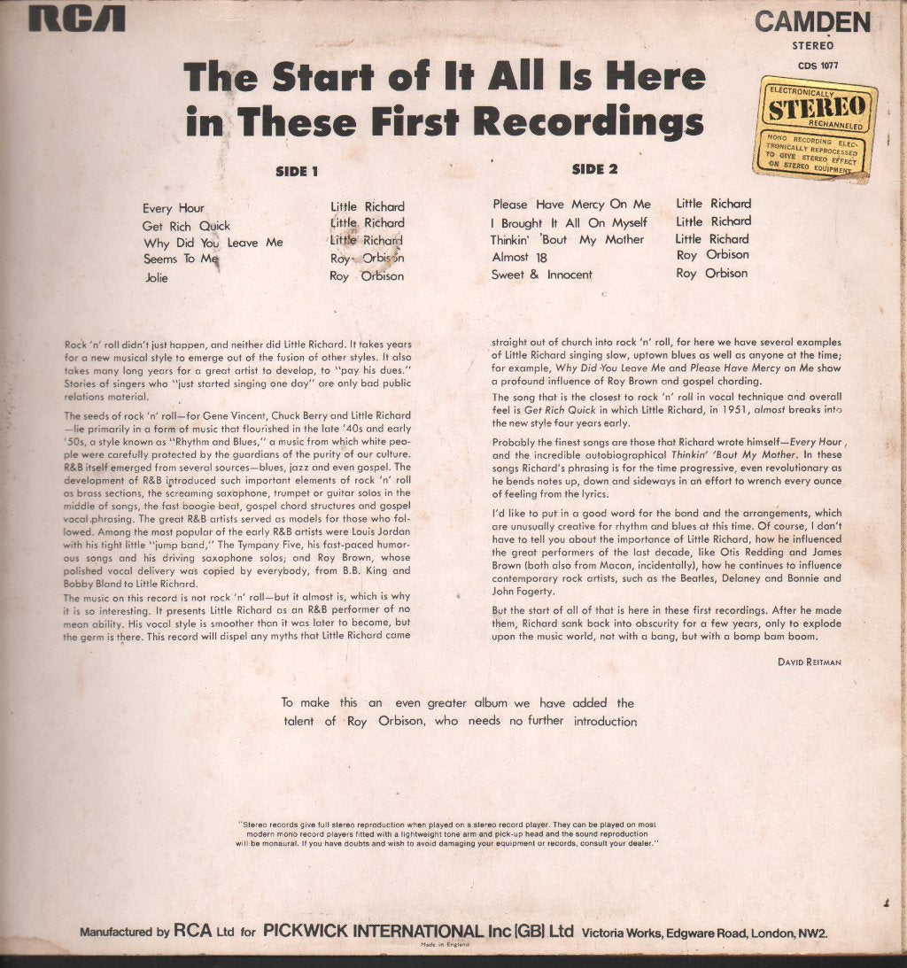 Little Richard/Roy Orbison - Little Richard/Roy Orbison - Lp