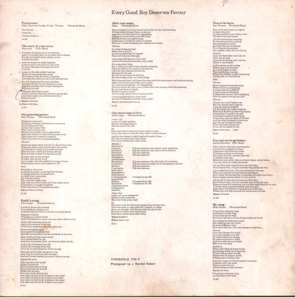 Moody Blues - Every Good Boy Deserves Favour - Lp