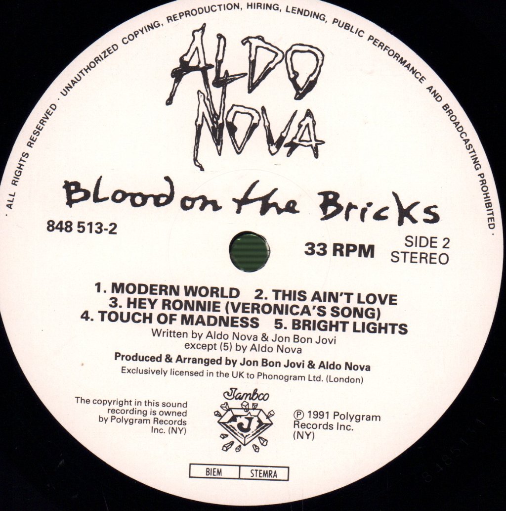Aldo Nova - Blood On The Bricks - Lp