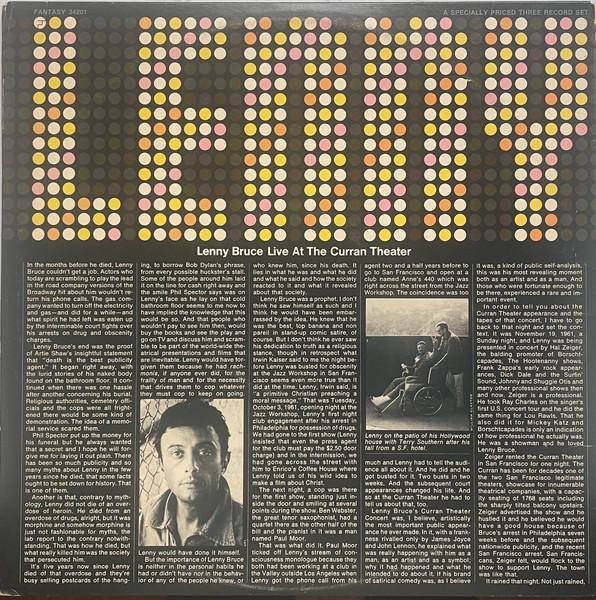 Lenny Bruce - Live At The Curran Theater - Triple Lp