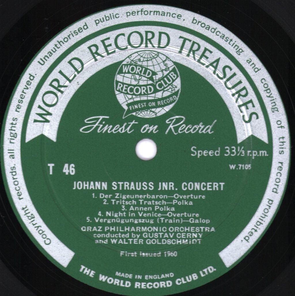 Graz Philharmonic Orchestra / Gustav Cerny - Johann Strauss - Overtures / Waltzes / Polkas - Lp