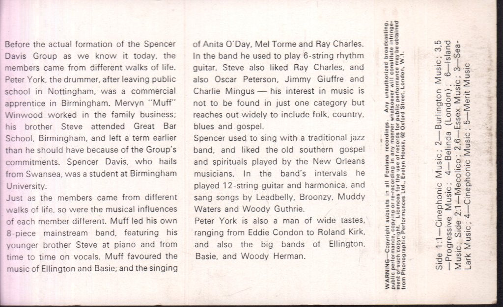 Spencer Davis Group - Their First LP - Cassette
