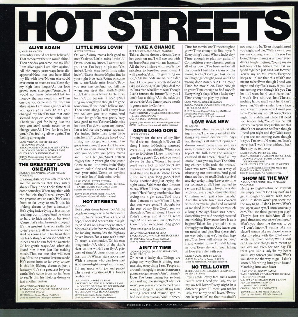 Chicago - Hot Streets - Lp