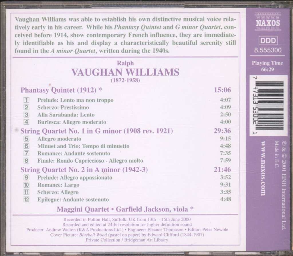 Maggini Quartet • Garfield Jackson - Vaughan Williams - Phantasy Quintet • String Quartets Nos. 1 & 2 - Cd
