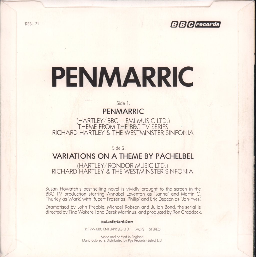 Richard Hartley and Westminster Sinfonia - Penmaric - 7 Inch