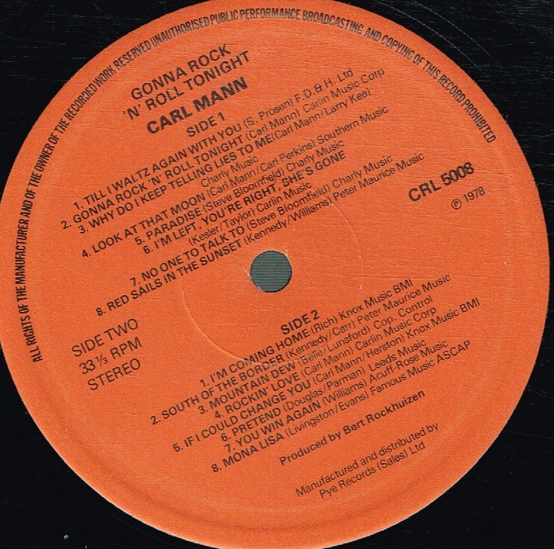 Carl Mann - Gonna Rock 'N' Roll Tonight - Lp