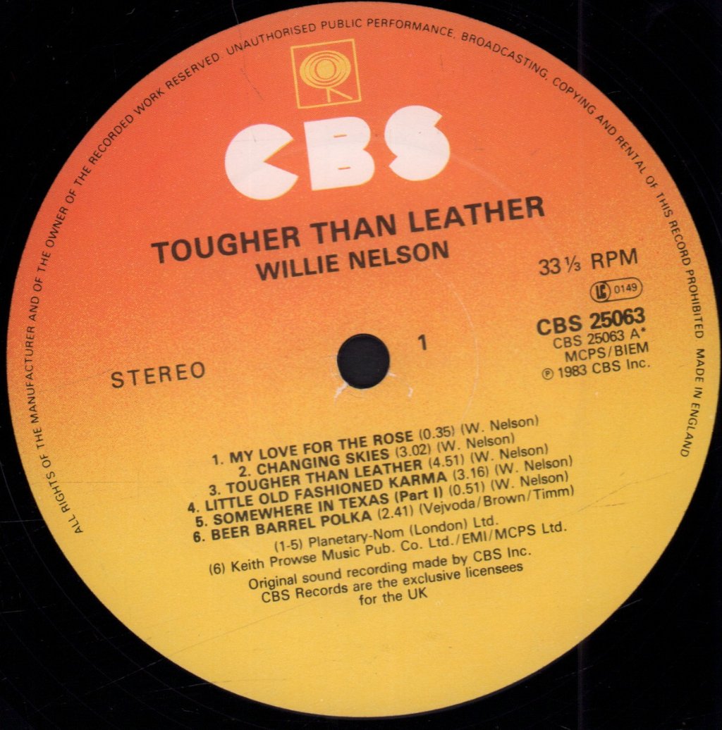 Willie Nelson - Tougher Than Leather - Lp