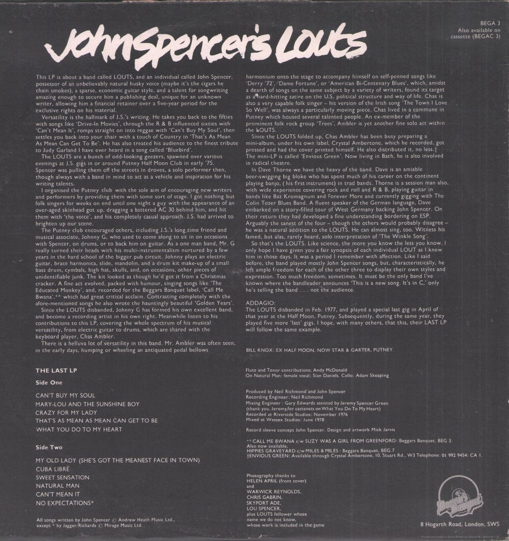 John Spencer's Louts - Last LP - Lp