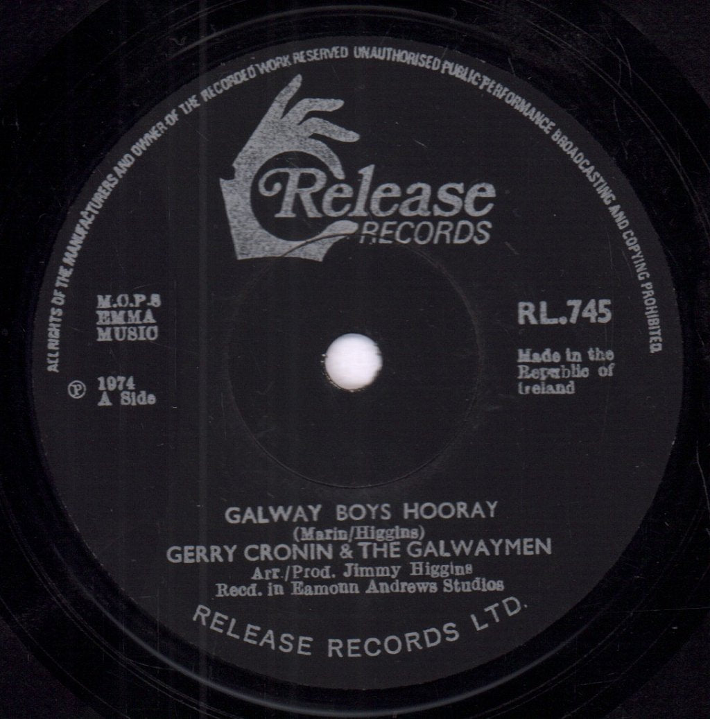 gerry cronin & the galwaymen - galway boys hooray - 7 Inch