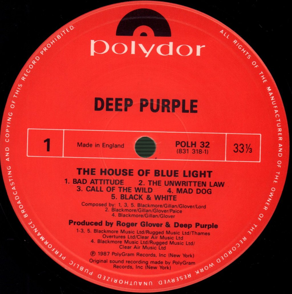 Deep Purple - House Of Blue Light - Lp