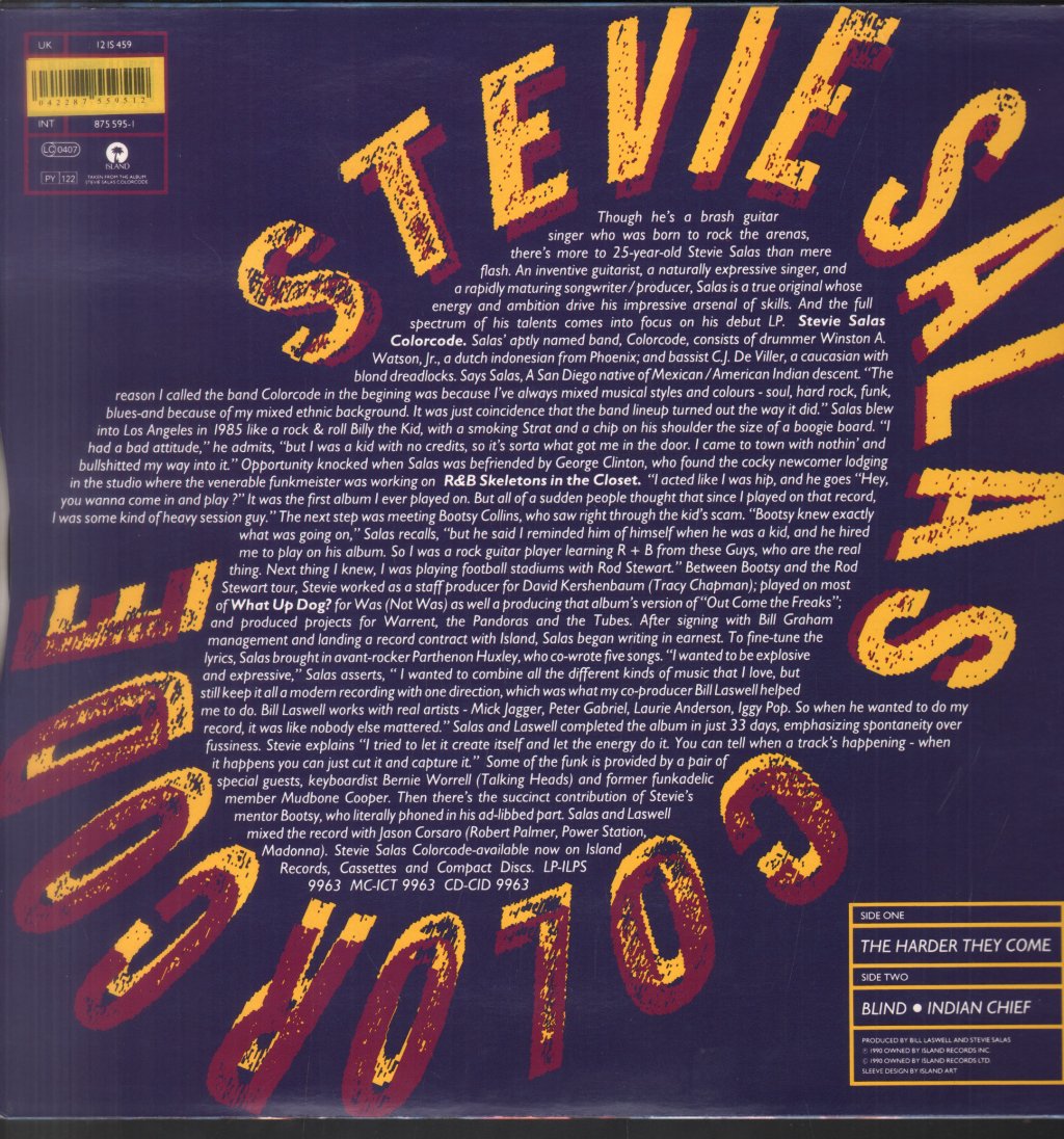 Stevie Salas Colorcode - Harder They Come - 12 Inch