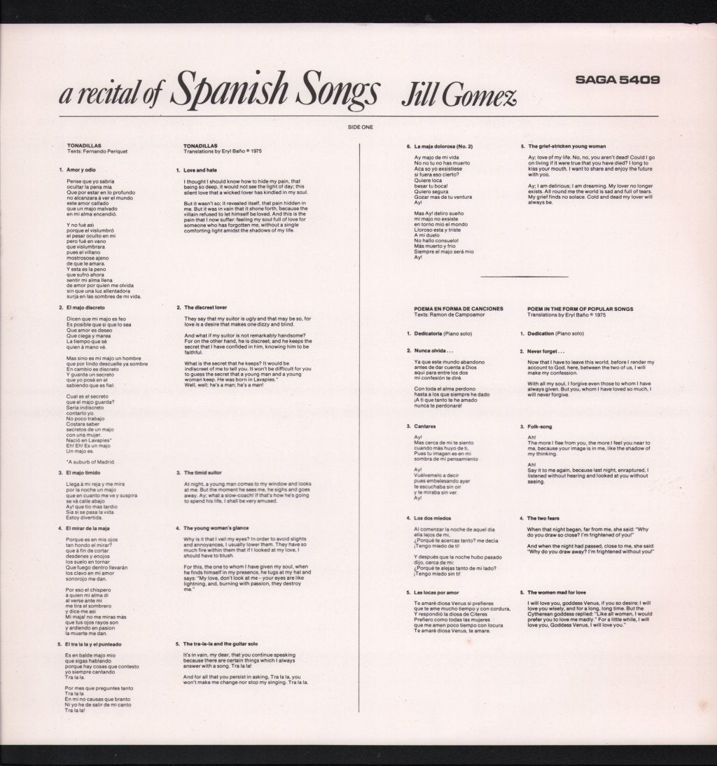 Jill Gomez - A Recital of Spanish Songs - Lp