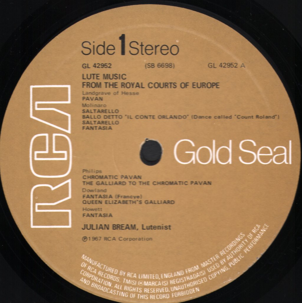 Julian Bream - Lute Music From The Royal Courts Of Europe - Lp