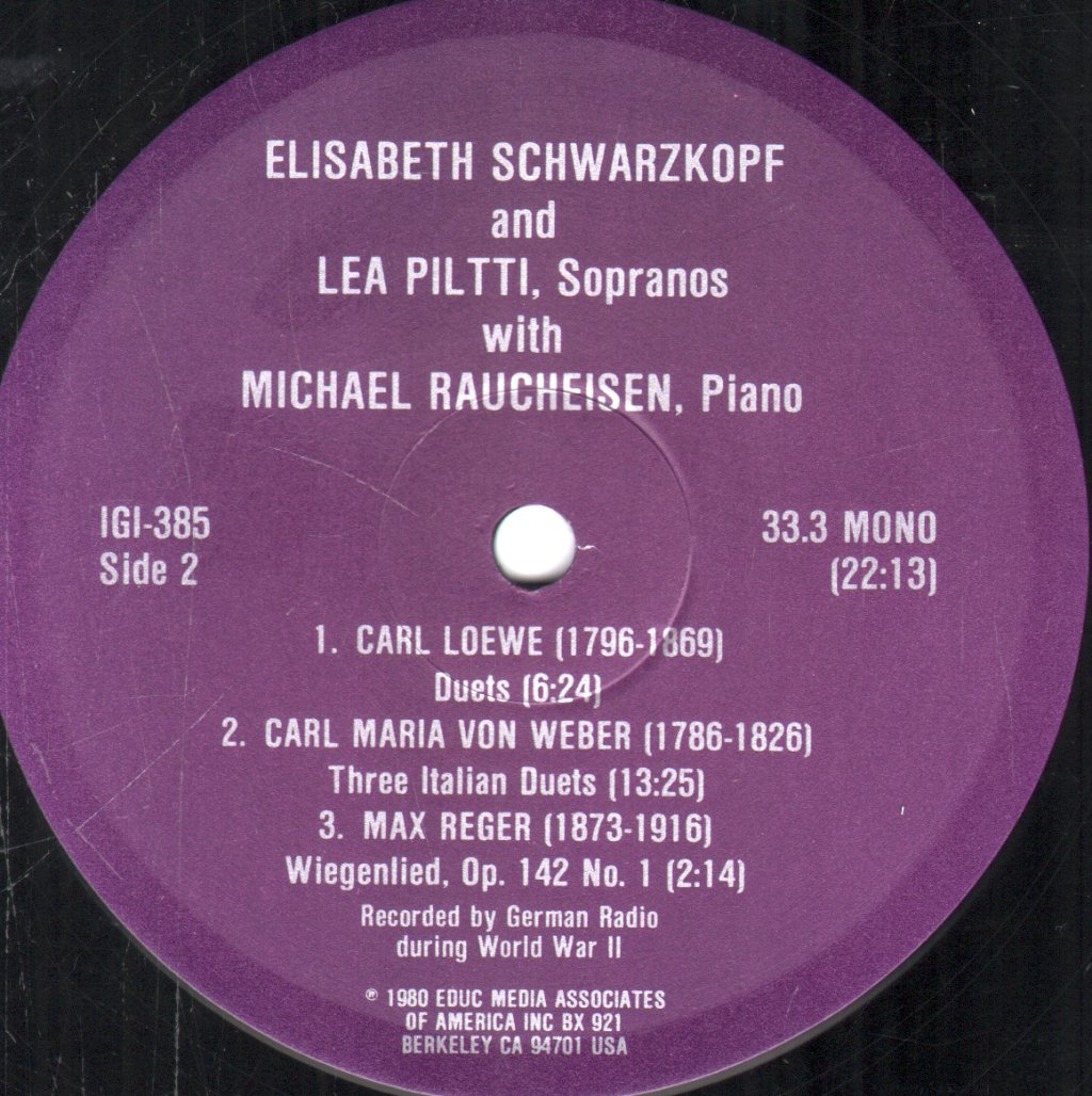 Elisabeth Schwarzkopf / Michael Raucheisen / Lea Piltti - Songs And Duets - Lp