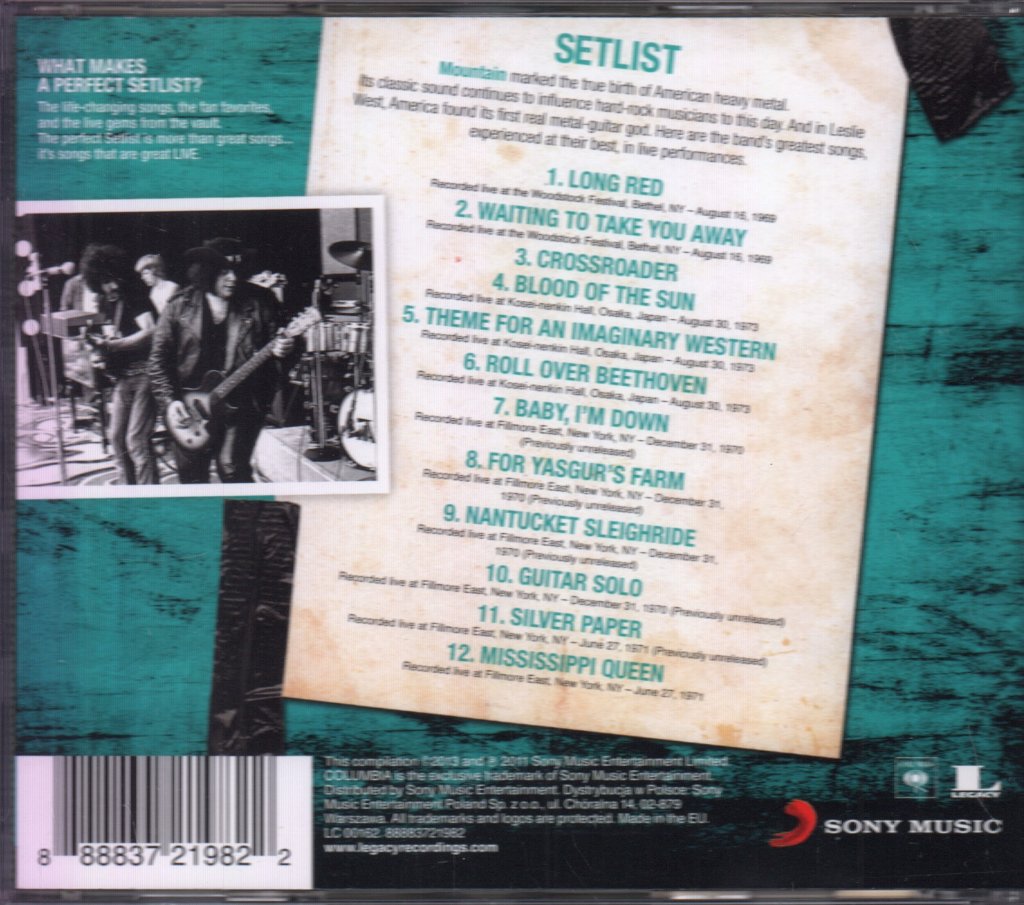 Mountain - Setlist The Very Best Of Mountain Live - Cd