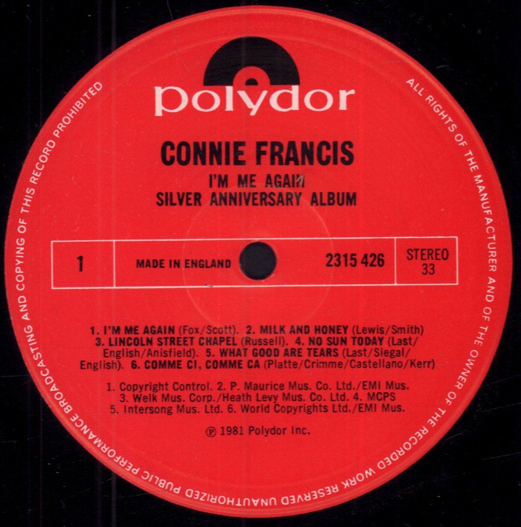 Connie Francis - I'm Me Again Silver Anniversary Album - Lp