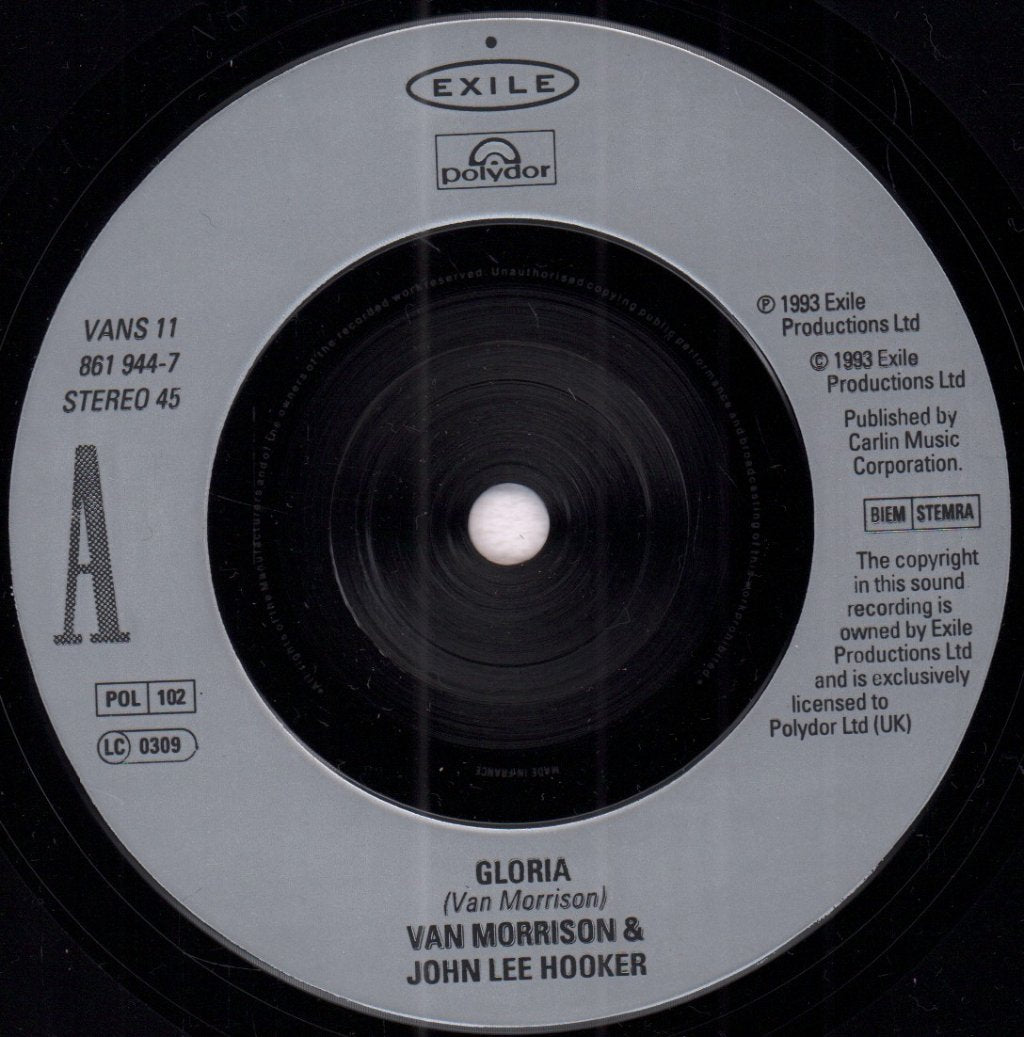 Van Morrison And John Lee Hooker - Gloria - 7 Inch