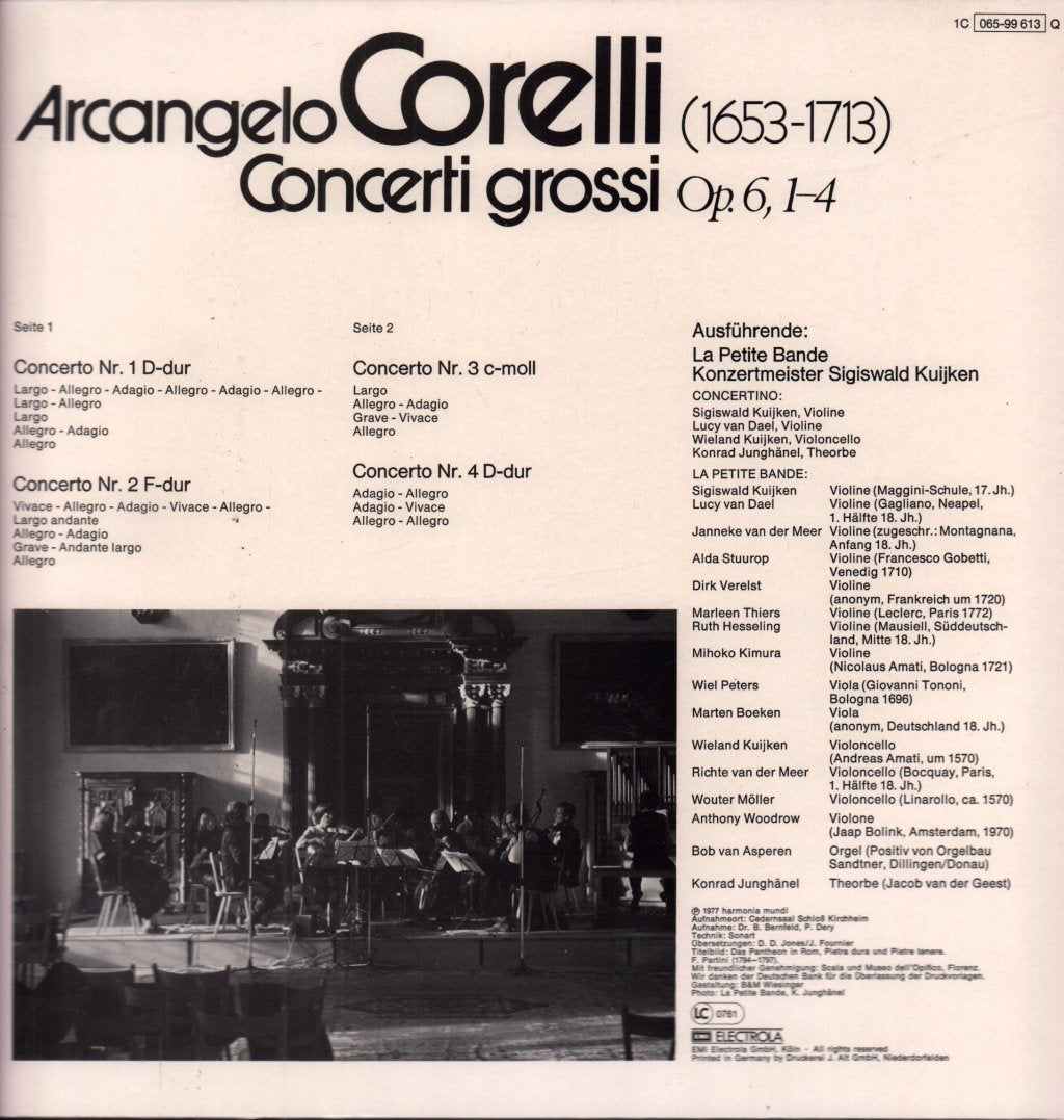 La Petite Bande Sigiswald Kuijken - arcangelo corelli Concerti Grossi Opus 6, 1-4 - Lp