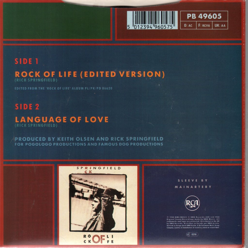 Rick Springfield - Rock Of Life - 7 Inch